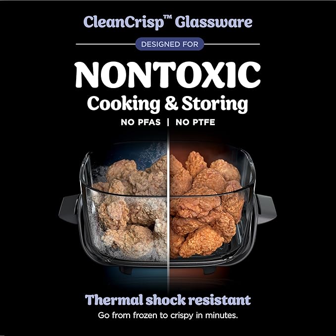Ninja Crispi 4-in-1 Glass Air Fryer | 450°F | Non-Toxic | 4QT & 6-Cup Glass Containers w/Lids | Microwave, Freezer, Dishwasher Safe | Max Crisp, Air Fry, Bake, Recrisp | Frosted Lilac | FN101PR