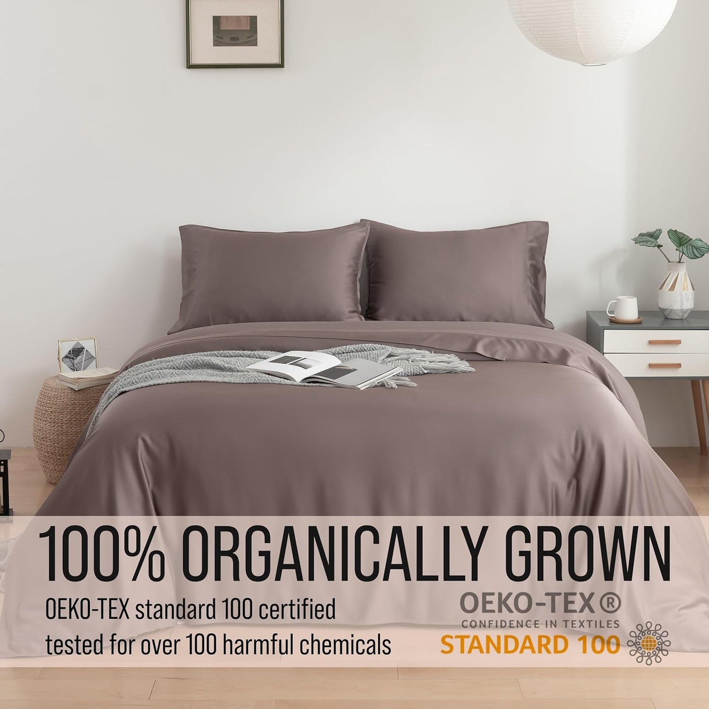 Bella Coterie Luxury Bamboo Viscose Split King Size Sheet Set | 100% Organically Grown | Ultra Soft | Cooling for Hot Sleepers | 18" Deep Pocket [Mocha]