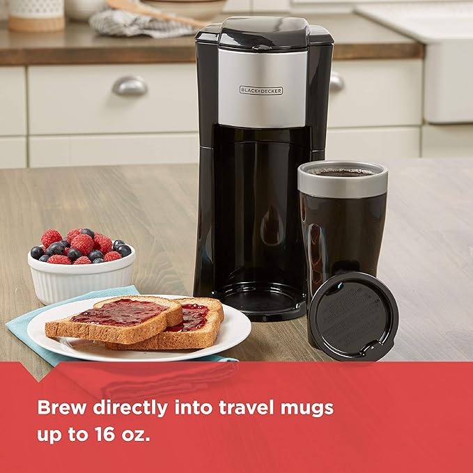 BLACK+DECKER CM618C Single Serve Coffee Maker, Black
