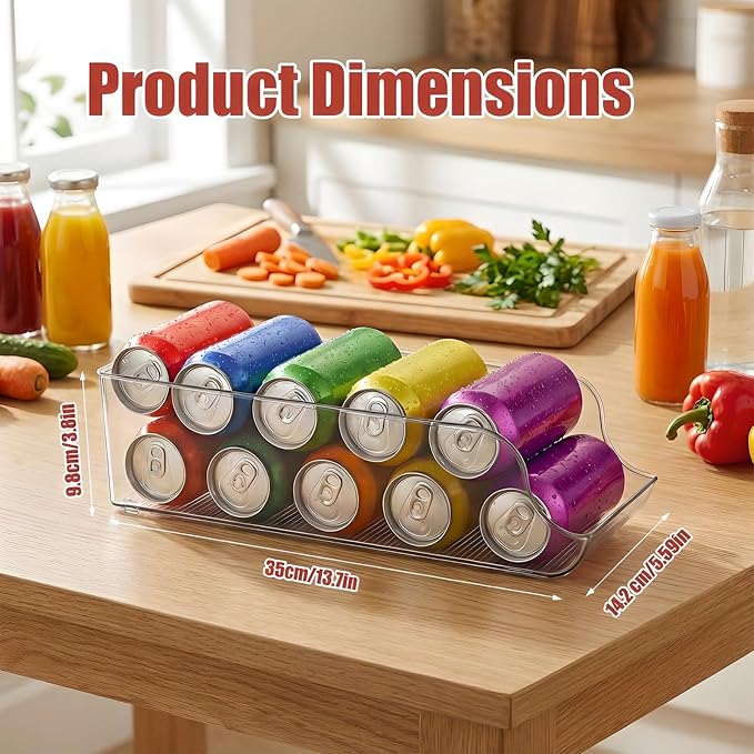 6 Pack Soda Can Organizer, Drink Organizer for Fridge, Clear Kitchen Pop Can Storage Organizer Soda Dispenser for Refrigerator Pantry