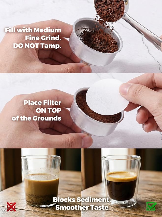 AGOGO Milano Moka Pot Stovetop Espresso Maker with 100 Paper Filters for Sediment-Free Coffee, Classic Italian Greca with Wood-Grain Handle,Cleaning Brush & Towel 6 Cup (10oz / 300ml) Silver