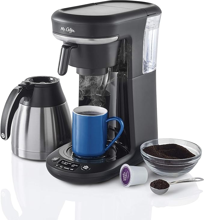 Mr. Coffee Coffee Maker, Programmable Coffee Machine for Single Serve or Carafe Coffee, 10 Cups, Black