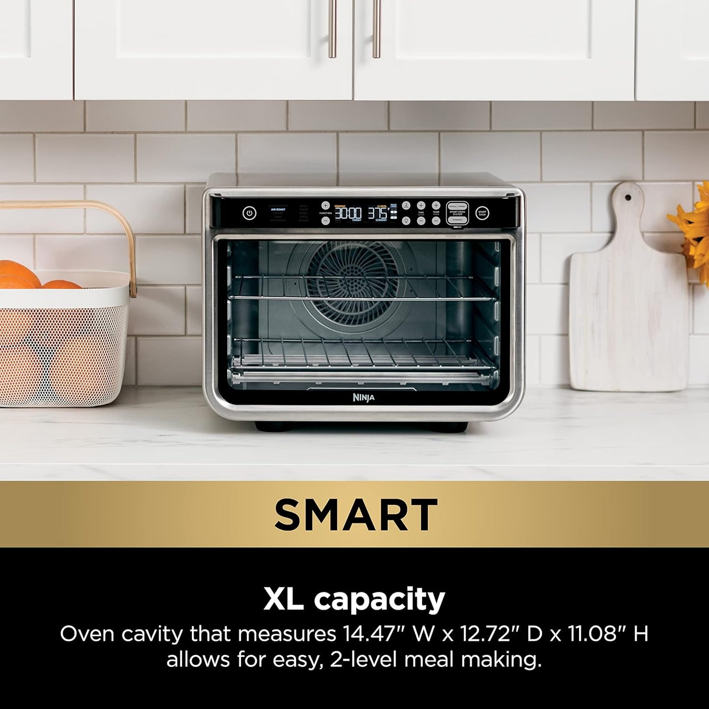 NINJA DT251 Foodi 10-in-1 Smart Air Fry Digital Countertop Convection Toaster Oven with Thermometer XL Capacity and a Stainless Steel Finish (Renewed)