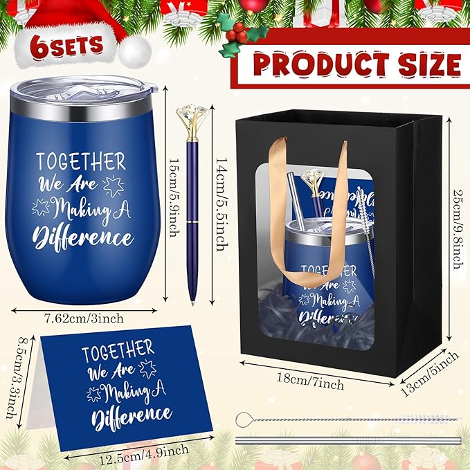 Patelai 30 Pcs 2026 Team Appreciation Gift Set for Team 12oz Stainless Steel Coffee Mug Christmas Cups with Lid and Straw Pens Card Gift Bags Set for Employees Party Supplies