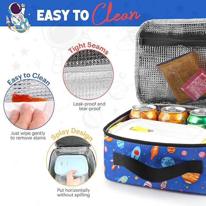 Lunch Box Kids, Lunch Bags for Women Men, Insulated Cooler Reusable Cute Lunch Containers for Boy & Girls, Adults Leak Proof Large Lunch Tote Bags for School, Work, Travel, Picnic Outdoor and Beach