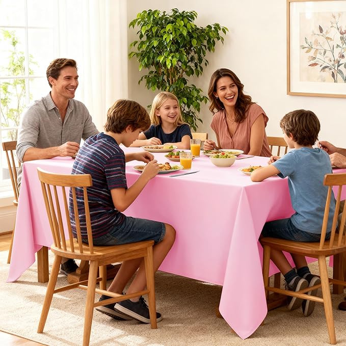 10-Pack Pink Tablecloths for Rectangle Tables, 54 x 108 Inches, Stain-Resistant Polyester Fabric for 6 Foot Tables - Washable Table Covers for Weddings, Banquets, Birthday Parties, Events
