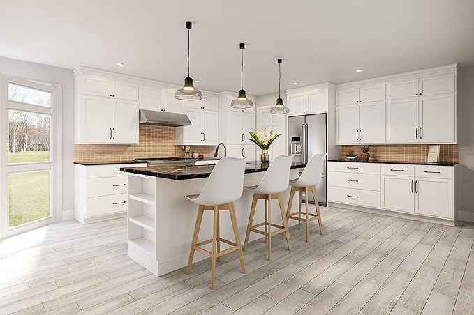 Quicklock RTA (Ready-to-Assemble) 42" Tall Wall Kitchen Cabinets - Shaker Style | 100% Hardwood | Made in America | Soft Close Hardware (Pure White, 12" D x 15" W x 42" H)