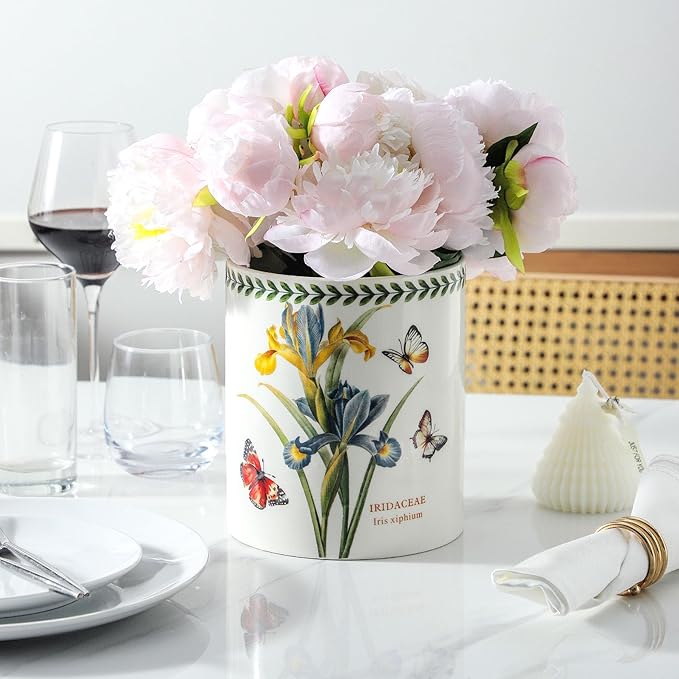 7" Flower Utensil Holder, Large Kitchen Utensil Holder Organizer , White Stable Utensil Crock Spatula Holder for Kitchen Counter Countertop Farmhouse Cooking Tools Holder(Sunflower)
