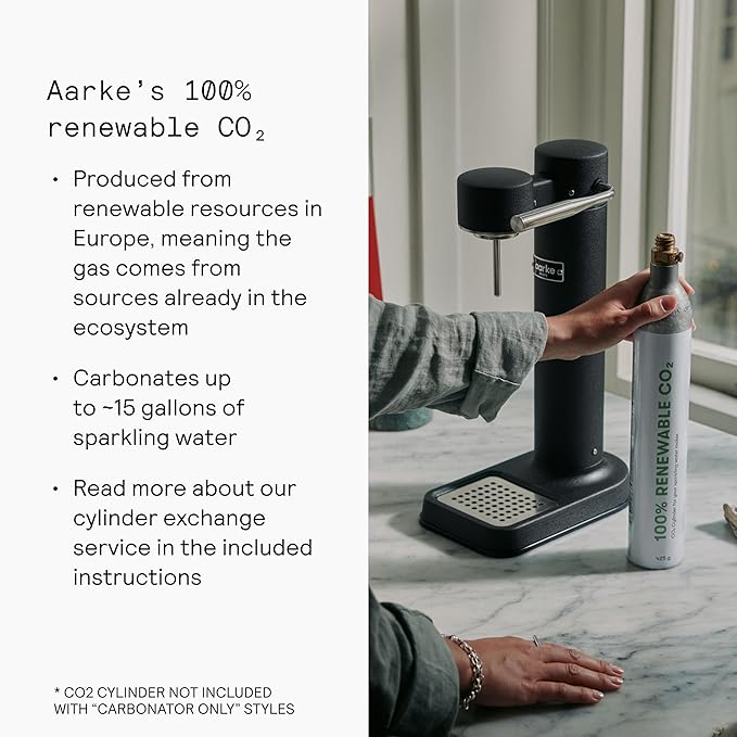 Aarke Carbonator lll, Sparkling & Carbonation Water Machine, Stainless Steel with PET BPA-Free Reusable Bottle Volume 1L/34 fl oz (Sand)