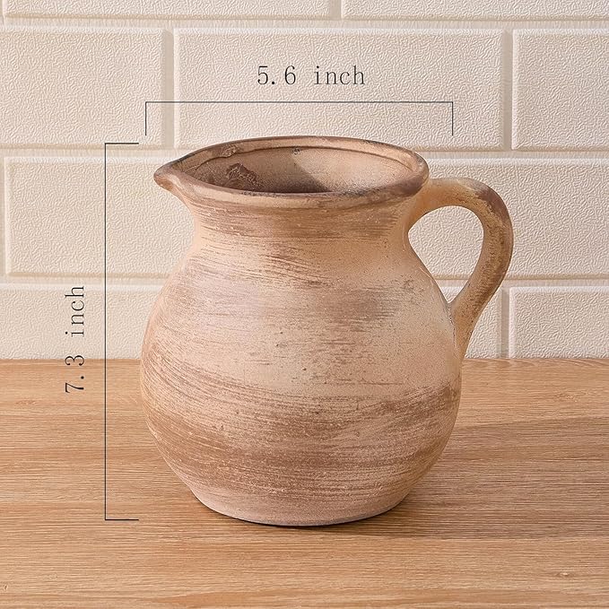 MIYUKI Rustic Kitchen Utensil Holder - 7.6 Inch Ceramic Utensil Crock for Countertop, Vintage Kitchen Counter Decor