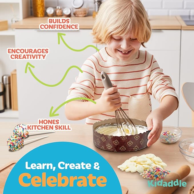 Kidaddle DIY Cake Pop Kit for Kids – Birthday Cake | Kid Baking Kit with Premeasured Ingredients, Decorating Supplies | Made in USA | Certified Kosher | Christmas Kids Gift for Girls & Boys