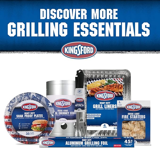Kingsford Extra Tough Aluminum Grill Liners, Disposable Foil Grill Toppers for Outdoor Grills, Helps Keep Food and Sauce from Falling Through Grates, 16 x 11.75 in, 14 Count