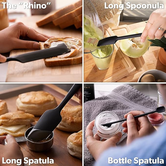 DI ORO Silicone Jar Spatulas for Scraping - Rubber Spatulas Silicone Heat Resistant - Kitchen Spatulas Nonstick Cookware Safe - Silicone Utensil Set for Blenders, Mixing, Baking, & Makeup (5pc, Teal)