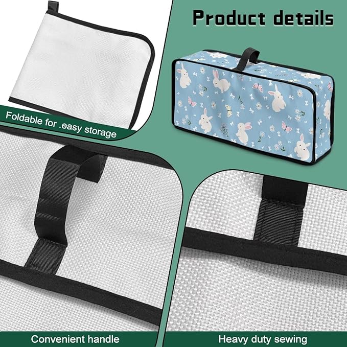 Easter Happy Bunny 2 Slice Slim Toaster Cover Long Slot Easy to Fold and Carry Water- Resistant Dust Covers for Kitchen Appliances with Top Handle Furniture Festival Docor