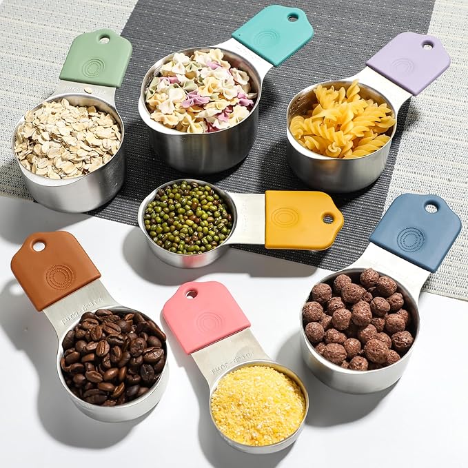Magnetic Measuring Cups Stainless Steel Magnetic Measuring Cups Set of 7 Stackable Nesting Heavy Duty Metal Measure Cup for Measuring Dry or Liquid Ingredients