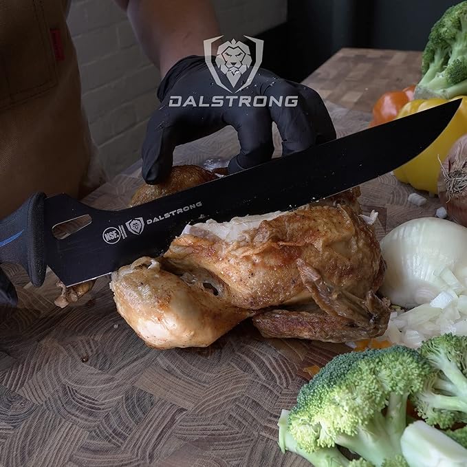 Dalstrong Slicing & Carving Fillet Knife - 10 inch - Night Shark Series-7CR17MOV High Carbon Steel-Titanium Coated-Fillet Knife for Fish & Meat Slicer - Polypropylene Handle - Sheath- NSF Certified