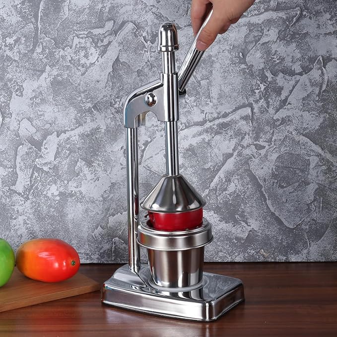 OUNONA Stainless Steel Manual Press Juicer for Citrus and Fruits Handheld Fruit Extractor Easy to Clean for Home and Kitchen Juicing