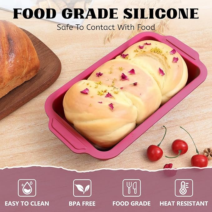 Bread Pans for Homemade Bread：9.5 x 5 Inch Silicone Loaf Pan for Baking with Metal Frame - Nonstick Banana Loaf Tin Tray for Sandwich Sourdough Pumpkin Sour Dough - for Oven Kitchen Home Bakers