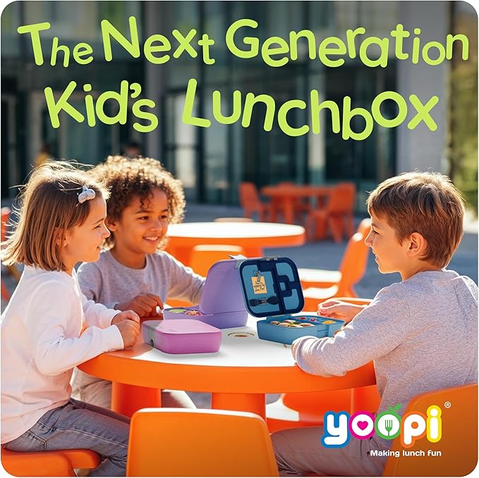 YOOPI Lunch Boxes for Kids–Toddler Bento Box with 4 Leakproof Compartment Food Bentobox Container,Lunch Box for School with Lunchbox Containers, Lightweight Sandwich Box & Snack Box (Aqua)