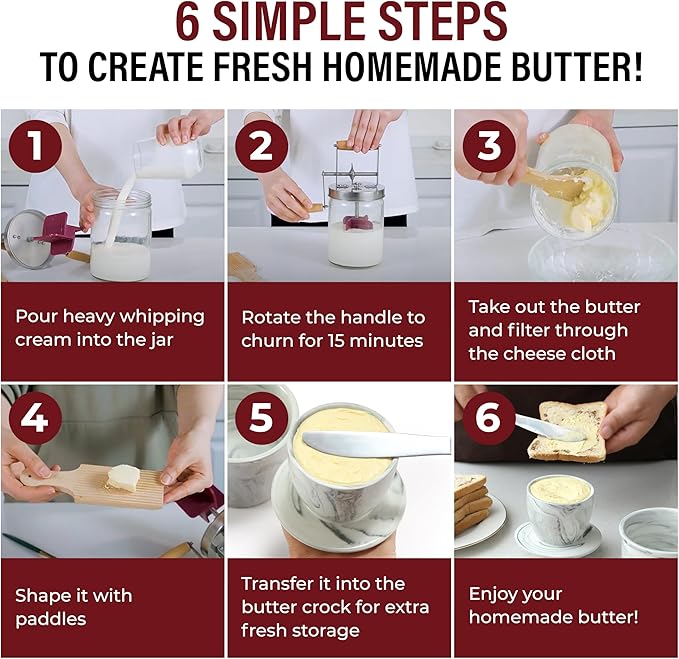 Dazey Butter Churner - Butter Crock, Cheese Cloth, Paddles, Recipe Book INCLUDED- Hand Crank Churn Manual Butter Maker- Create Delicious Homemade Butter With Your Own Dazey Churner