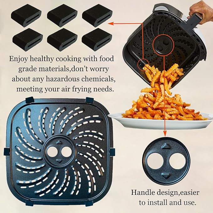 8QT Air Fryer Replacement Parts Tray for PowerXL Vortex Pro Air Fryer Plus, Upgraded Double Layer Non-stick Coating Grill Pan Crisper Plate Grate Grid for 8QT PowerXL, Dishwasher Safe
