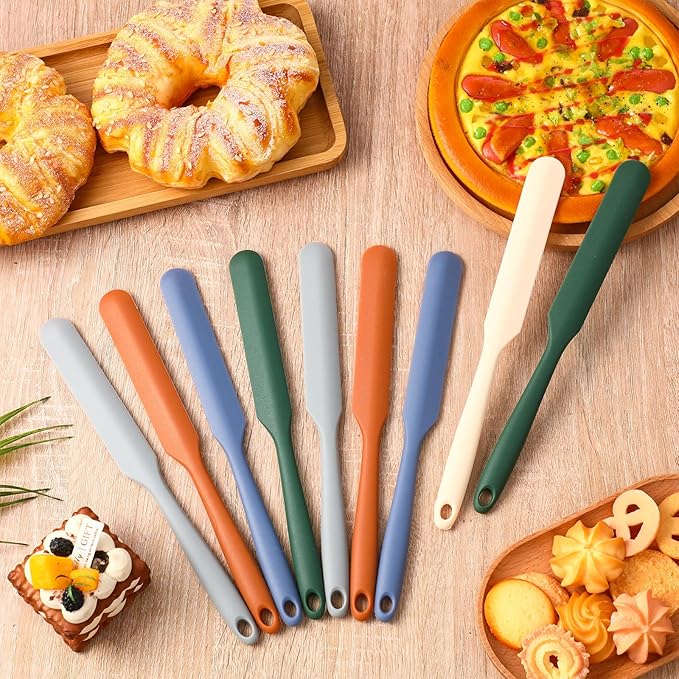 Honeydak 36 Pcs Mini Silicone Spatula Bulk 8.3 inch Small Rubber Spatula with Long Handle Heat Resistant Jar Cake Cream Butter Scraper Resin Craft Non Stick Kitchen Tools for Baking Cooking Mixing