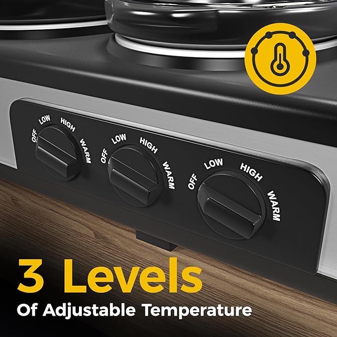 Sunvivi Triple Slow Cooker, Buffet Server & Warmer with 3 Removable Ceramic Pots, 3 Adjustable Temp Settings & 3 Metal Lid Rests, Stainless Steel, 3 * 1.5 Quarts Silver