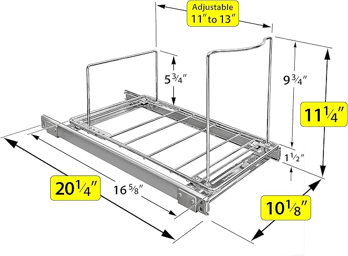 LYNK PROFESSIONAL® Pull-Out Trash Can Drawer – Sliding Organizer for Kitchen Cabinet or Under-Sink Use – Heavy Duty Storage Rack (Bin Not Included)