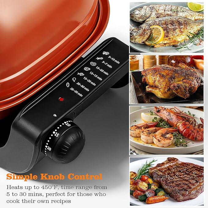 Electric Grill, Techwood 3-in-1 Indoor Grill Fish Roaster, Odor-Free 3-Layer Filter Korean BBQ Grill, Timer Control Knob, Double Sided Heating, Roast, Toast, Grill & More for Parties & Everyday Meals