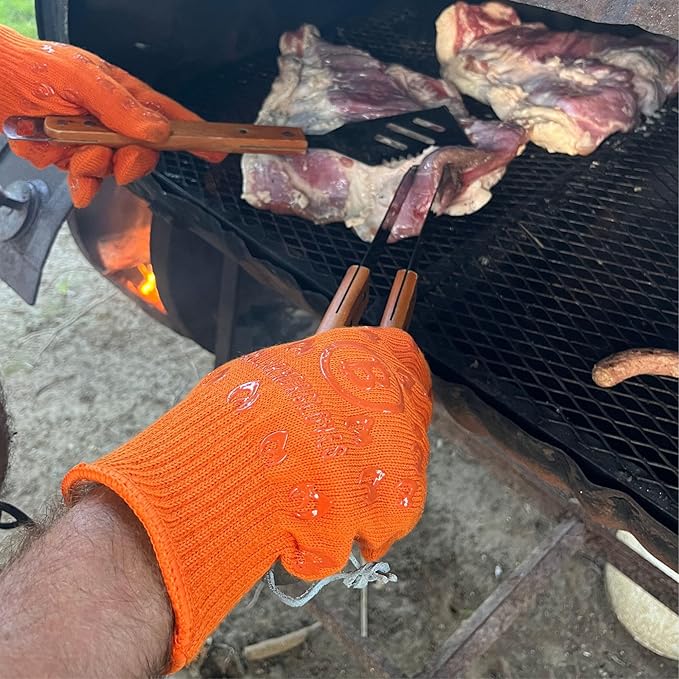 Grill Armor Oven Gloves with Fingers – 932°F Heat, Fire & Cut Resistant Mitts for BBQ, Grill, Cooking, Grilling, Baking, Smoker & Fire Pit