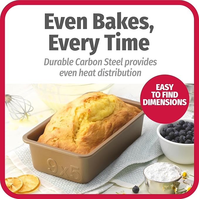 GoodCook BestBake Nonstick Textured Carbon Steel Loaf Pan, 9" x 5", Bronze (Pack of 2)