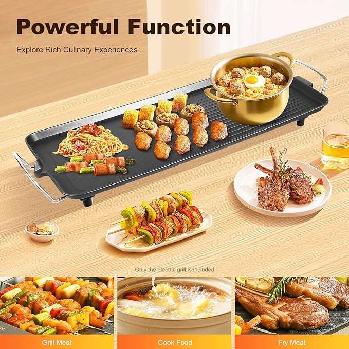 Large Electric Griddle Nonstick, 1500w Griddle Grill Korean BBQ Grill Electric Barbecue Grill Aluminum Alloy Griddle Pan Electric Griddle Grill for Outdoor, Yard Camping Party