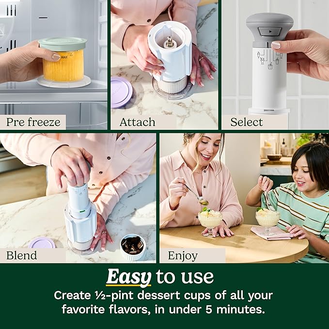 Cuisinart Ice Cream Maker – Cuisinart FastFreeze 5-in-1 Ice Cream, Milkshakes, Slushies, Sorbets and Mix-Ins, Freeze Wand, Two 0.5-Pint Mixing Cups with Lids, Easy to Clean, ICE-FD10