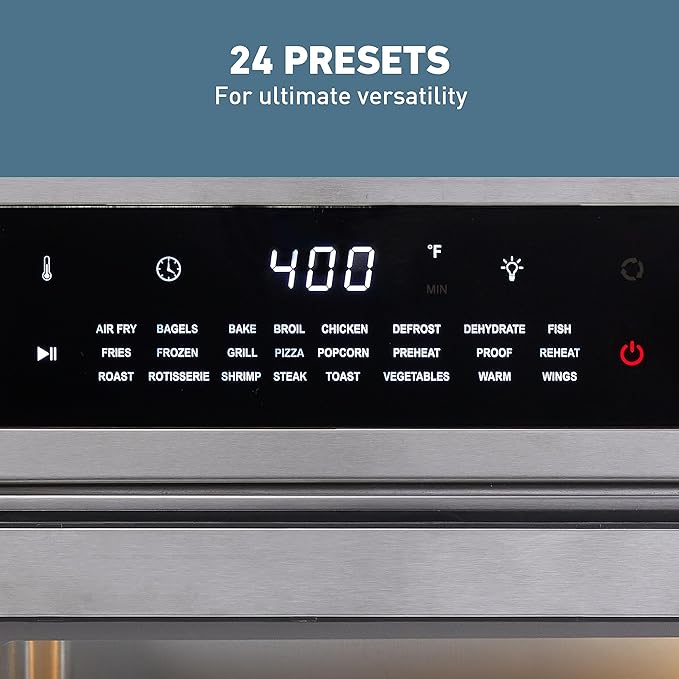 West Bend XL Air Fryer Oven 26-Quart with Digital Controls Easy-View Door and 24 Cooking Presets, Includes Nine Accessories, 1700-Watts, Metallic