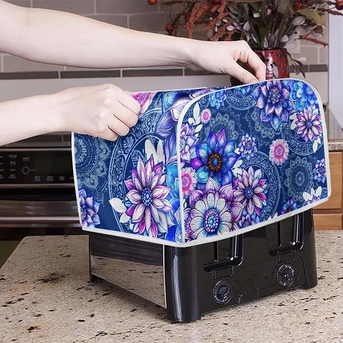 Bright Blossoms Toaster and Blender Cover Set Boho Mandala Floral Small Appliance Cover Kitchen Accessories Size M