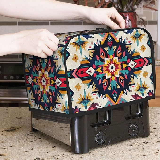 Southwestern Pattern Toaster Cover 2 Slice, Cute Country Bread Machine Cover, Washable Toaster Kitchen Small Appliance Cover Stain Resistant,with Top Handle