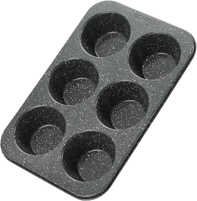 Monfish large muffin pan Jumbo Cupcake tin grey stone finish non sticking 3.5x1.75 inch cup