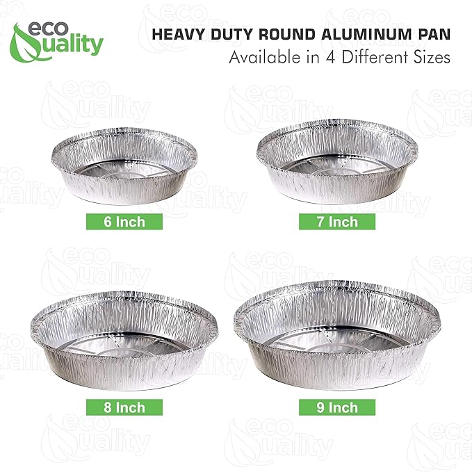 EcoQuality (400 Pack - 9 Inch Disposable Round Aluminum Foil Take-Out Pans - Disposable Tin Containers, Perfect for Baking, Cooking, Catering, Parties, Restaurants (No Lids)