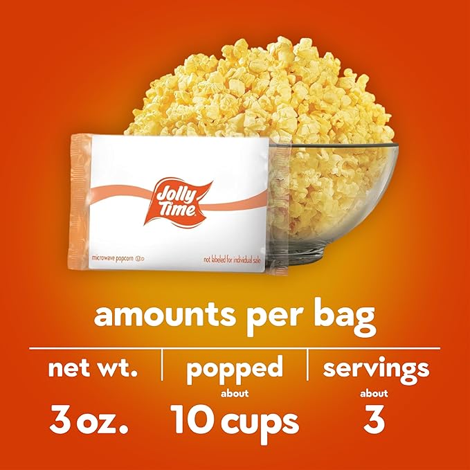 Jolly Time Jalapeño Butter, Microwave Popcorn with Just the Right Heat, 3oz Sharing Bag, 6 Bags Per Carton (Jalapeño Butter, 3 Ounce (Carton of 6))