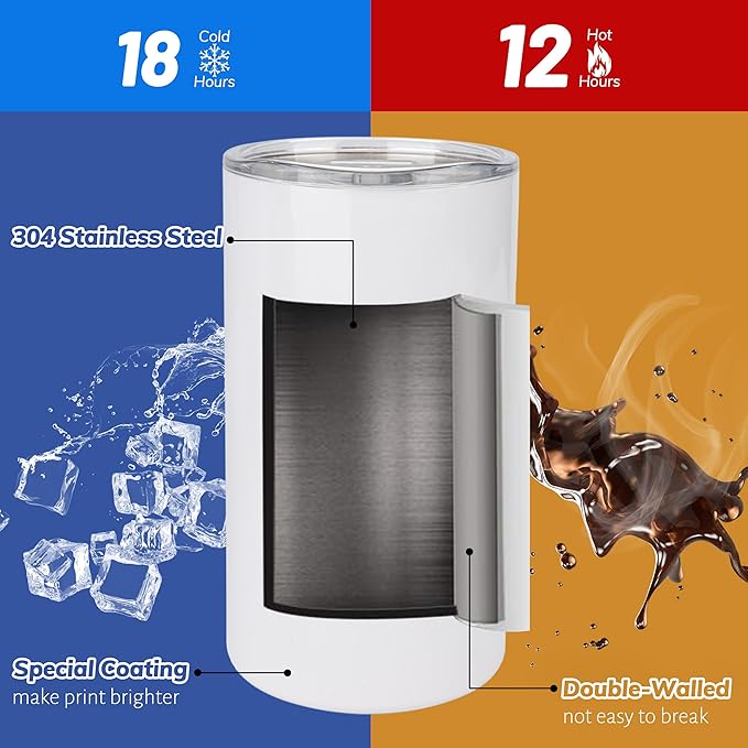 Joyclub 4 Pack 12 oz Sublimation Tumblers Stainless Steel Skinny Straight Sublimation Tumbler with Lid and Straw Ideal for DIY Gifts, Tea, Coffee, Wine