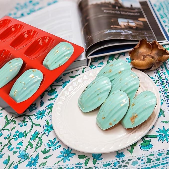 Madeleine Pans for Baking, Regular Size 10-Cavity Shell Shape Madeleine Mold Cake Pans, 3Pcs Silicone Madeleine Chocolate Cookies Trays for Baking(Regular(10-Cavity))
