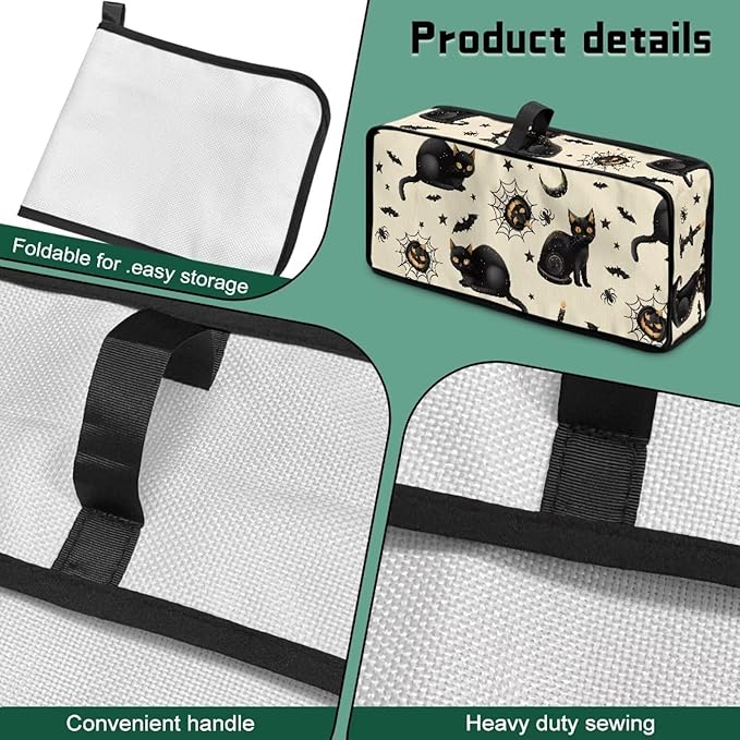 Halloween Toaster Covers 2 Slice Long Slot Cat Pumpkin Toaster Cover Decorative Dust-proof Small Appliance Covers, Easy to Fold and Carry Bread Maker Cover