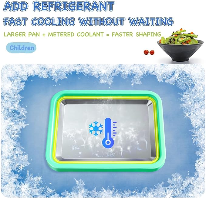 Mini Rolled Ice Cream Maker, Frozen Yogurt Rolls Tray, Instant Cold Plate Ice Cream Maker, Homemade DIY Smoothies, Ideal for Family Activities, Mint Green