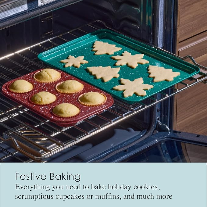 Chicago Metallic 12 Piece Holiday Baking Set, Perfect For Baking Holiday Cookies, Cupcakes, Muffins, and Much More