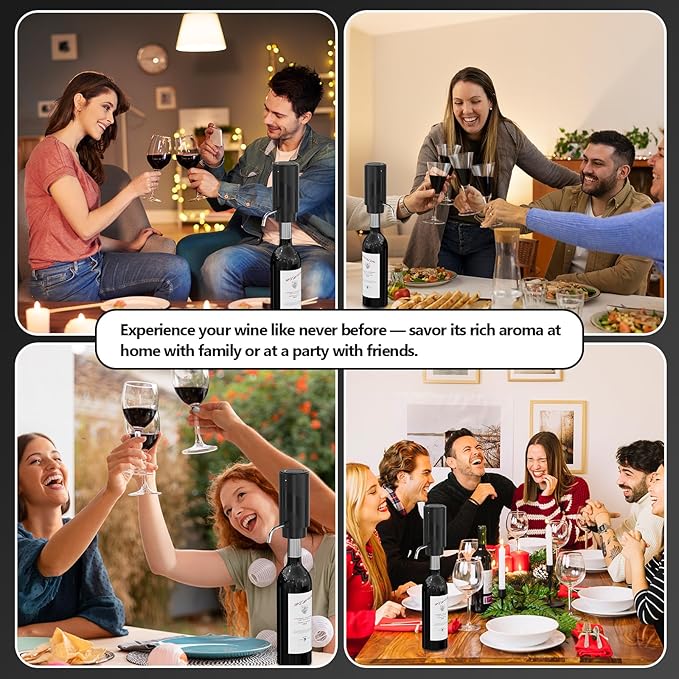 Wine Aerator Electric Decanter – Automatic Wine Dispenser & Pourer with Type-C Rechargeable Battery, Instant Aeration Wine Accessories for Red & White Wine, Valentines Gift for Wine Lovers