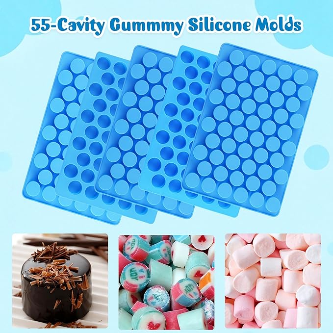 Sidosir 7Pcs Gummy Round Chocolate Silicone Molds, Silicone Roung Candy Mold for Cake Decoration, Non-Stick Gummy Mold for Parties, Gummy Round for Chocolate