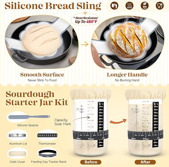 Sourdough Starter Kit, Sourdough Bread Baking Supplies, Sour Dough Starter Kits, Sourdough Tools for Modern Home And Kitchen, Sour Dough Tools, Bread Making Tools Kit, Gifts for Bakers Women Wife Mom