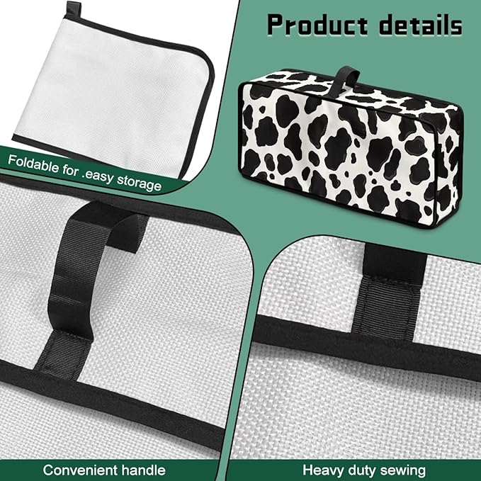 Cow Style Spot Toaster Cover 2 Slice Slim Toaster Cover 2 Slice Long Slot Dust Covers for Kitchen Appliances, Heat-resistant Small Appliance Covers (Black White)