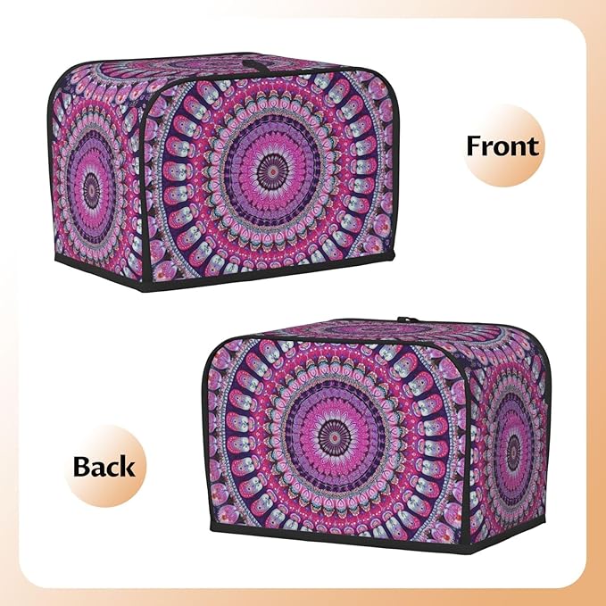 Bohemian Mandala Floral Toaster Cover 2 Slice, Cute Country Bread Machine Cover, Washable Toaster Kitchen Small Appliance Cover Stain Resistant,with Top Handle