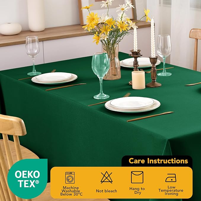 10-Pack Hunter Green Tablecloths for Rectangle Tables, 70 x 108 Inches, Stain-Resistant Polyester Fabric for 6 Foot Tables - Washable Table Covers for Weddings, Birthday Parties, Events